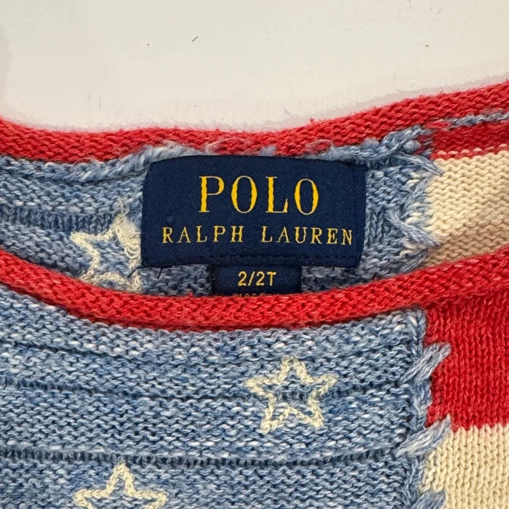 Ralph‎ Lauren Polo Toddler Patriotic Sweater knit Rare 2T USA  Hand Stitch